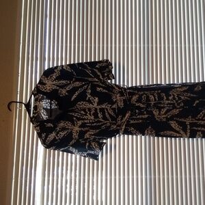 DKNY Black and White Patterned Midi Dress